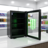 Mini-réfrigérateur vitrine avec porte en verre, refroidissement par compresseur professionnel, refroidisseur commercial avec étagères réglables à LED pour boissons énergisantes