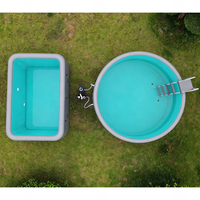 Aufblasbarer Kinderpool 180cm Rund BPA-Frei PVC Aufblasbarer Schwimmpool Tragbarer Innen- und Außen-Spielpool für Kleinkinder