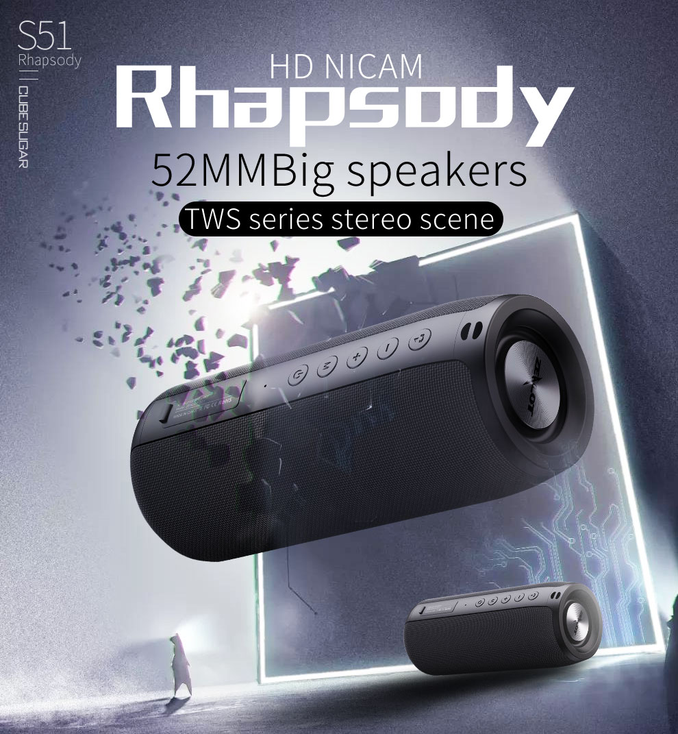 ZEALOT S51 ポータブルミニBluetoothスピーカー 10W出力・1800mAh
