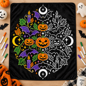Custom Halloween DIY Coloring Throw <b>Blanket</b> Rectangular Flannel Pumpkin Pattern Home Decor Classic Style Autumn - Product Image 4