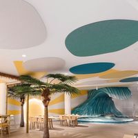 Système suspendu de panneaux acoustiques en feutre pour plafond, avec des formes nuages, rectangulaires, triangulaires et polygones