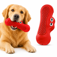 Jouet pour chien en caoutchouc rouge, durable, interactif et résistant, pour l'entraînement et le nettoyage des dents
