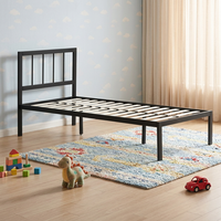 Cadre de lit double en acier inoxydable durable avec sommier à lattes, sans base de sommier à ressorts, pour auberge de jeunesse, chambre d'hôtes, mobilier d'hébergement économique