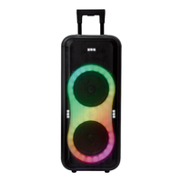 Altavoz Inalámbrico con Ruedas para Fiestas, con Luces RGB en Forma de 8, Doble Woofer, Doble Micrófono, TF, USB, FM, Karaoke para Exteriores