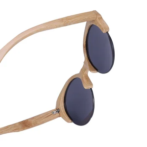 Lunettes de soleil rondes rétro unisexes pour adultes 2024, demi-cerclées en bois, écologiques, avec protection anti-UV pour les voyages - Product Image 4