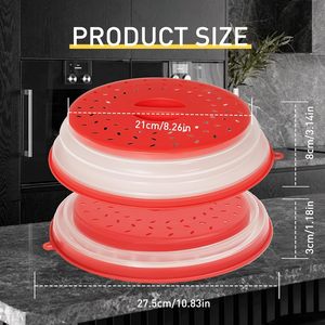 2 pak penutup percikan Microwave lipat, tutup Microwave dengan lubang kait, pelindung percikan untuk mangkuk piring - Product Image 4