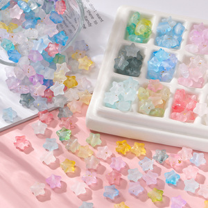 ลูกปัดอะคริลิคไล่เฉดสีทองลายดาวห้าแฉก ขนาด 9.5x10 มม. วัสดุสำหรับทำเครื่องประดับ DIY - Product Image 4