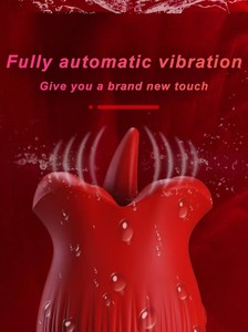 Silicone Fully Wrapped More Reassuring Material Rose Vibrator Masturbator 10 Tongue Licking Vibration <strong>Adult</strong> Sex Toys <strong>Massager</strong> - Product Image 3