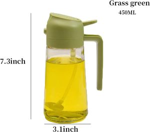 Bouteille pulvérisatrice d'huile en verre réutilisable intégrée 470 ml/16 oz pour la cuisine domestique, distributeur d'huile et de vinaigre pour friteuse à air - Product Image 2