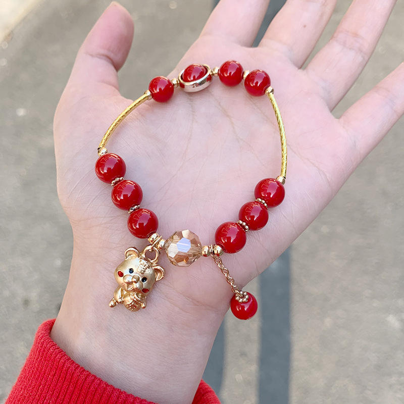 Wholesale Round Smooth Agate Charm Bracelets Fashion Crystal Beads