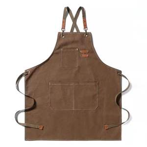 Tablier sans manches en toile de coton unisexe avec logo personnalisé bavoir ajustable pour la cuisine, la cuisson, le bar, le café, le <span class=keywords><strong>chef</strong></span> ou le nettoyage - Product Image 1