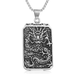 Pendentif Dragon de style chinois en acier inoxydable, collier à thème animal, cadeau unisexe 280751 - Product Image 5