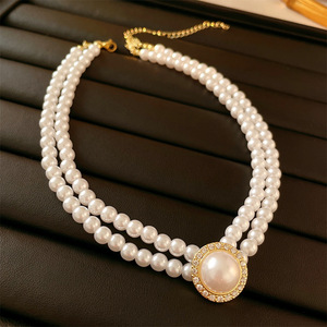 Catena Girocollo di <span class=keywords><strong>Perle</strong></span> Retrò Francese dal Design alla Moda, Collana da Donna Personalizzata e Versatile - Product Image 2