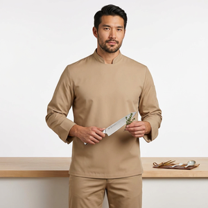 Uniforme de cuisine 100% coton à manches longues respirant pour le personnel de restaurant et d'hôtel, fabricant OEM, approvisionnement en gros - Product Image 1