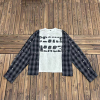 Chemise à Carreaux à Manches Longues Personnalisée avec Logo Graphique Imprimé Dtg, Cousu et Découpé, Chemise Décontractée en Coton, Manches Longues, T-shirt en Flanelle pour Hommes