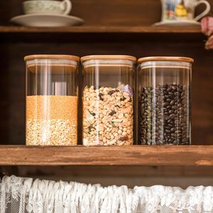 Modern Design Wide Glass Food Storage Container with Wooden Lid and Spoon 250ml Capacity Party Wholesale Set for Kitchen Use - Product Image 2
