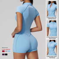Combinaison de yoga à manches courtes pour femme, fabrication OEM personnalisée, fabricant de combinaisons de sport une pièce, vêtements de fitness et d'activewear