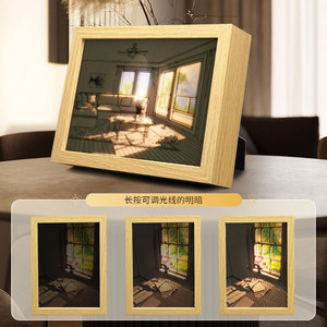 LED Luminous Night Light Wooden Photo <strong>Frame</strong> Popular Creative <strong>Friend's</strong> <strong>Best</strong> Gift Choice - Product Image 5