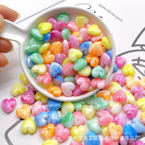 Heart Shaped Gradient <b>Beads</b> Acrylic <b>Plastic</b> Resin Loose <b>Beads</b> For Diy Jewelry Keychain Phone Chain Spring 2026 Chaozhou - Product Image 2