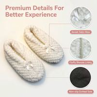 Calcetines de Casa para Mujer con Diseño de Corazón y Lazo, Forrados de Sherpa, Cálidos para Invierno, Antideslizantes
