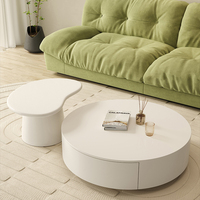 Mesa auxiliar de té de madera maciza de alta calidad de anidamiento blanco minimalista juego de mesa de centro moderna redonda para sala de estar con almacenamiento