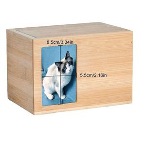 Wooden Pet Urn Rectangle <b>Ash</b> Storage Box Secure Dog Memorial Home <b>Keepsake</b> - Product Image 4