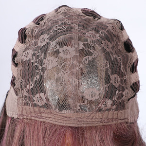 26-inch Brown-highlighted <strong>pink</strong> Wavy <strong>Wig</strong> for Women with Bangs - Heat-resistant Synthetic Hair, Long and Flowing Style Sm412-12 - Product Image 5