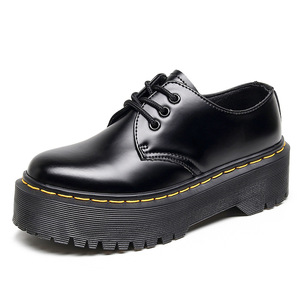 Stivaletti da Donna in Vera Pelle <span class=keywords><strong>Bassi</strong></span> Quad per Martin Boots con Platform Stivali Corti Invernali Chiusura con Lacci a 3 Fori Casual da Studente - Product Image 2