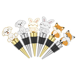 Animal Series <b>Wine</b> Stoppers Rabbit Puppy Fox Zinc Alloy Sealing Bottle Stopper For Weddings Parties Holidays - Product Image 3