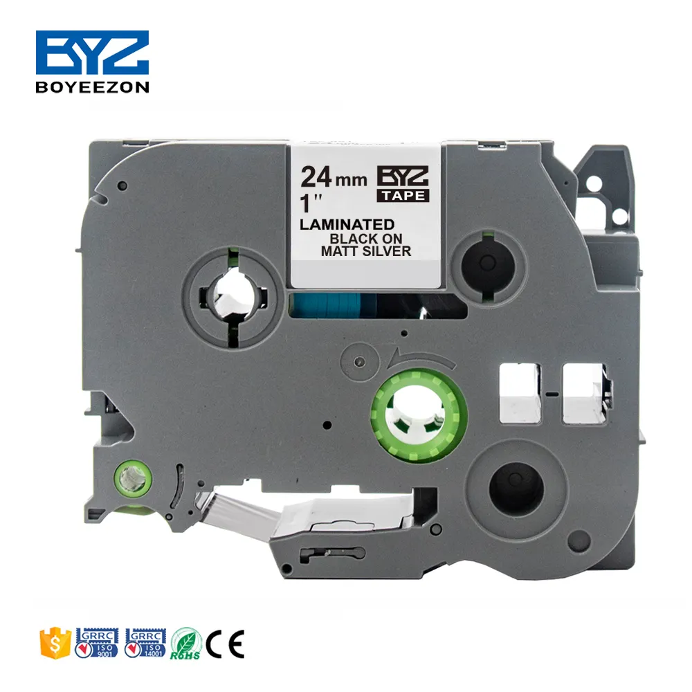 Tze-M951 TZ M951 cinta de impresión negra sobre plata mate/cinta de etiquetas 24mm tzeM951 Compatible con impresora Brother