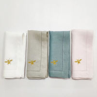 Serviettes et nappes de luxe en lin uni à ourlet festonné, personnalisables en gros, pour restaurants ruraux et utilisation en avion - Réutilisables
