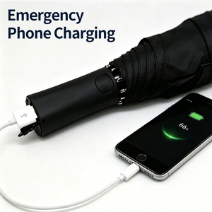 Sombrilla Plegable con Enfriamiento por Vaporización y Carga para Teléfono, 97cm, 8 Varillas, Diseño Minimalista para Clima Cálido - Product Image 6