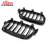 AISKA pour BMW Série 3 F30 Grille de calandre avant en fibre de carbone forgée, véritable carbone, double lamelles, à clipser
