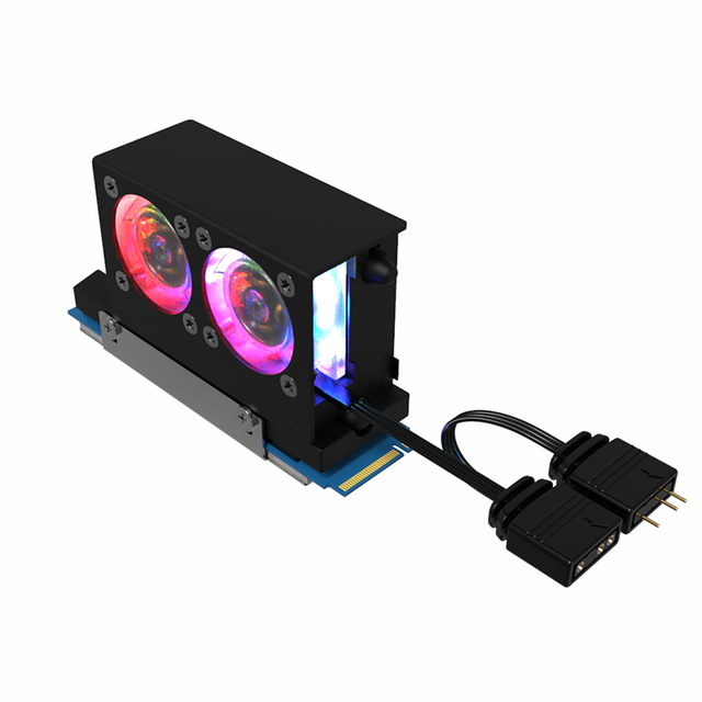 NVMe SSD Colorful RGB Cooling Fan Double Fans 1.6CFM Hydraumatic Bearing 3 Pin Heatsink for Gaming