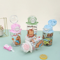 Botella de Agua Infantil de 500 ml, Libre de BPA, con Diseño de Dibujos Animados, para Deportes al Aire Libre, Capibara, Escolar, Linda, Reutilizable y Ecológica
