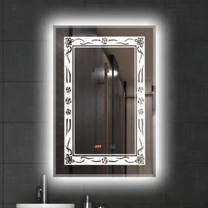 Moderno marco inteligente LED baño <span class=keywords><strong>espejo</strong></span> inteligente <span class=keywords><strong>espejo</strong></span> de cristal personalizado <span class=keywords><strong>con</strong></span> <span class=keywords><strong>luz</strong></span> LED iluminada para la decoración del hogar salón Hotel - Product Image 1