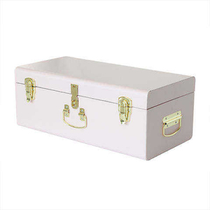 Set of 2 Handcrafted Blue Metal <b>Storage</b> Trunk Boxes with Lock Decorative <b>Storage</b> <b>Chest</b> Organizer for Home Office Hotel and Gift - Product Image 4