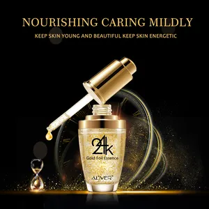 ALIVER Private Label 24K Gold Serum Face Whitening Hidratante Ácido Hialurônico Vitamina C Colágeno 24k Gold Foil Serum