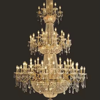 Lustre LED en fer et cristal de style européen, éclairage de salon, hall creux, éclairage luxueux pour grand escalier, maisons duplex, villas
