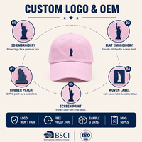 Casquette de baseball personnalisée brodée, style Dad Hat, en sergé de coton rose, six panneaux, réglable, motif Statue de la Liberté, souvenir, vente en gros, OEM, faible MOQ