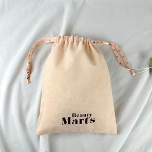 Wholesale Eco Muslin Cotton <b>Drawstring</b> Bag Custom Printed Reusable Cotton <b>Pouch</b> Pink Color Jewelry <b>Pouch</b> with Printed Ribbon - Product Image 2