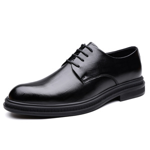 Chaussures habillées pour hommes en cuir Oxford à bout rond, semelle en caoutchouc antidérapante, printemps - Product Image 5