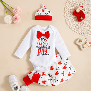 Vêtements pour bébés garçons et filles, tenues de saint-valentin, idées de cadeaux 2022, ensemble de vêtements pour nouveau-né avec ma première lettre de saint-valentin - Product Image 3