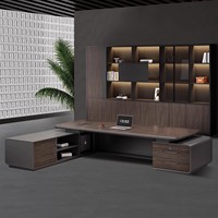Grande Scrivania Direzionale Moderna Minimalista di Lusso in Legno di Alta Qualità con Componenti di Alta Gamma e Vernice Ecologica