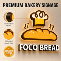 Enseigne LED 3D personnalisée en acier inoxydable pour boulangerie, lettres lumineuses Halo, décoration publicitaire pour devanture de magasin de pain