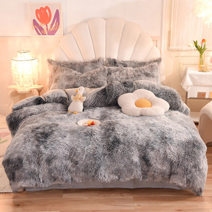 King <span class=keywords><strong>Size</strong></span> Mink-Wolle Umweltfreundliches 300tc Pflanzenmuster Luxuriöses Flauschiges Bettdecken-Set Samt-Bettwäsche <span class=keywords><strong>Queen</strong></span>-Bettlaken Bettbezug - Product Image 1