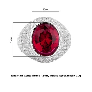 High Quality Jewelry Eco-friendly Copper Oval Cut 10*12mm Red Zircon Stone Rings Jewelry Women for Refined Feminine - Product Image 2