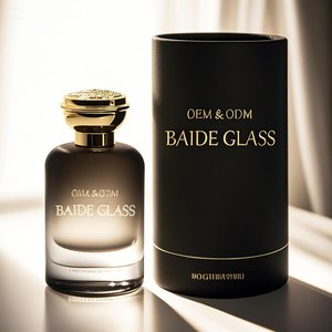 Luxury Round Perfume <b>Bottle</b> <b>Empty</b> Crimp Pump <b>Spray</b> Thick Bottom 30ml 50ml 100ml Glass Gradient Black Perfume <b>Bottle</b> With Box - Product Image 2