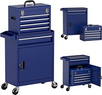 Coffre à outils 5 tiroirs 2 en 1 avec 4 serrures à roues Boîte à outils haute capacité Établi Armoire à outils