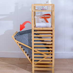 Nan Bamboo Multi Layer Storage Rack 3 Floors Movable Laundry Organizer For <b>Washing</b> <b>Machine</b> Room - Product Image 4